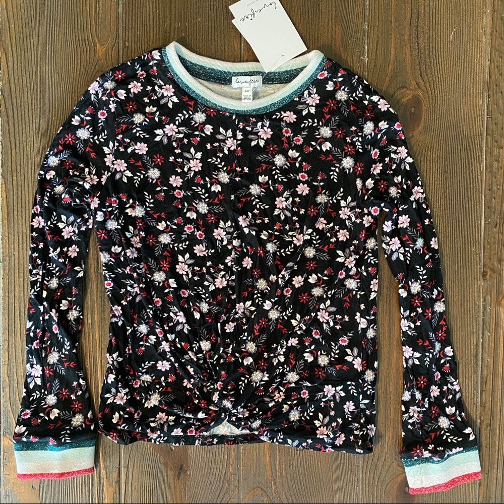 NEW Love, Fire kids black floral blouse